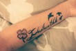 Aileen Alia Blumen Vogel Spruch Tattoo